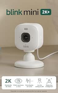 Mini 2K+ Blink (modelo más reciente): cámara de seguridad con enchufe para monitorear tu hogar y tus mascotas con resolución de video 2K,…