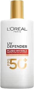 L'Oréal Paris Protector solar facial FPS50+ UV Defender Fluido Invisible Tono Claro, 40ml - Protección solar facial ultra ligero, -50%…