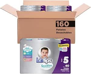 Bbtips Pañal Bebé Sensitive Talla 5 Extra Grande 160 Piezas, 160 Count