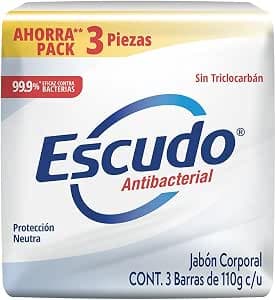 Escudo Antibacterial, Jabón Corporal en Barra de Protección Neutra, Paquete de 3 piezas de 110 gramos cada una, Protección para Toda la…