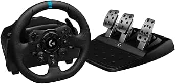 Logitech G923 TRUEFORCE Volante de Carreras y Pedales hasta 1000Hz Force Feedback, Pedales Personalizables, Embrague Dual, Volante Cubierto…