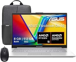 ASUS Vivobook Go 14/ AMD Ryzen 5 40 / Radeon Graphics/ 14" FHD/8GB / 512GB SSD/Incluye Mochila y Mouse/Garantía y Servicio con la Marca…
