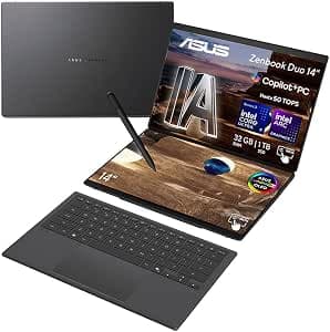ASUS Zenbook Duo para Creadores de Contenido y Multitarea/Intel Core Ultra 9 Serie 3/ARC Graphics/50 Tops NPU/Doble 14" 3K Touch/32GB…