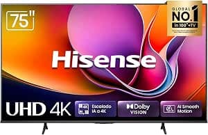 Hisense Television A65N (Modelo 2025) Pantalla 75 Pulgadas, Smart Vidaa TV UHD 4K,Control Remoto por Voz con Alexa, Dolby Vision, Amplia…