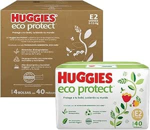 Huggies Eco Protect Pañal Desechable para bebé, Unisex, Etapa 2, Caja con 160 Pañales Desechables, Ideal para Bebés de 5 a 7.5 kilogramos