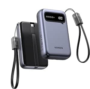UGREEN Nexode 20000mAh Power Bank 22.5W Carga Rápida, USB-C Cable Integrado