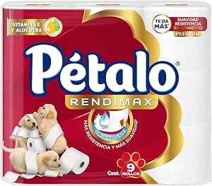 Pétalo Rendimax, Papel Higiénico Maxi Rollo, 9 Piezas Con 455 Hojas Dobles