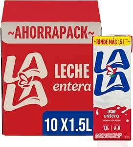 Lala Leche Entera, Pack de 10 pzas por 1.5L c/u. Deliciosa y Cremosa