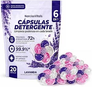 Cápsulas de Detergente para Ropa, Detergente para Lavadora 6 en 1 Limpieza Profunda, Fragancia Duradera, Detergente Líquido para Ropa…