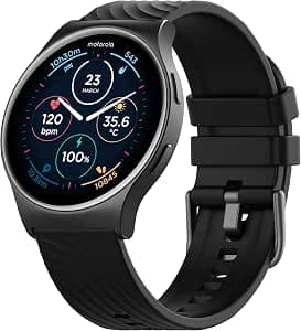 Motorola Moto Watch 120 - Reloj inteligente Bluetooth de alta calidad con pantalla AMOLED, batería de 10 días, seguimiento de frecuencia…