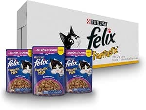 Purina Felix Fantastic Mix Adulto Todos los Tamaños Sabor Salmón con Salsa Sabor Carne 24pack de 85g