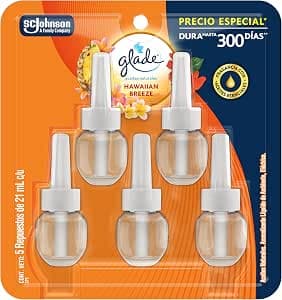 Glade Aromatizante para Hogar Eléctrico Hawaiian Breeze, 5 Repuestos 21 ml