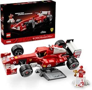 LEGO Icons Ferrari F2004 y Michael Schumacher – Kit de Modelo de Auto – Vehículo de Carreras de F1 Ferrari – Producto Coleccionable de…