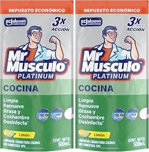 Mr Músculo Limpiador Multiusos Desengrasante Cocina Platinum, 500 ml (Paquete de 2)