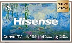 Hisense Canvas TV S7S，Pantalla 75“ Pulgadas，QLED 4K Smart TV，144Hz Nativos，Modo Arte，UltraSlim Wall Mount，Sonido…