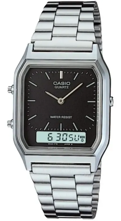 Reloj Retro Casio Aq-230a-1d Envio Gratis Acero Negro