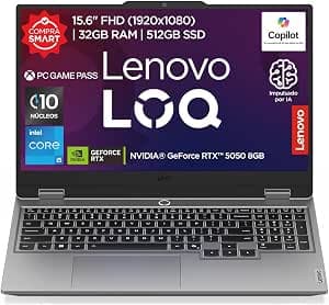 Lenovo Laptop Gamer LOQ RTX 5050|15.6" FHD Intel Core i5 |32GB RAM 512GB SSD| PC con IA | NVIDIA GeForce| Teclado Retroiluminado,…