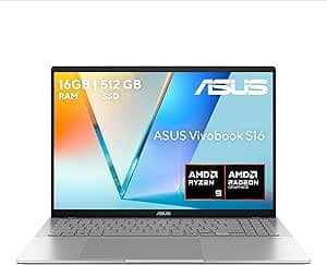 ASUS Vivobook S16 /Ryzen 9 270/16 Tops NPU/16 WUXGA/16GB RAM-512GB SSD/Ideal para Escuela y Trabajo/Cámara IR/Garantía Oficial México