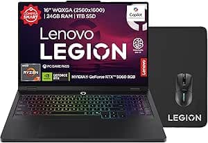 Laptop Lenovo Gamer Legion Pro 5 | 16" OLED WQXGA |AMD Ryzen 7 | 24GB RAM 1TB SSD | GeForce RTX 5060 8 GB | PC con IA + Mouse M300s RGB…