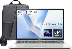 ASUS Vivobook 16 /Core Ultra 5 Serie 2/13 Tops NPU/16 WUXGA/16GB RAM-512GB SSD/Ideal para Escuela y Trabajo/Incluye Mouse y…